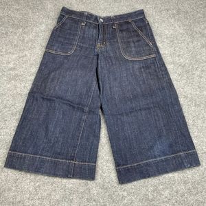 Muji Wide Leg Crop capri Jeans dark wash